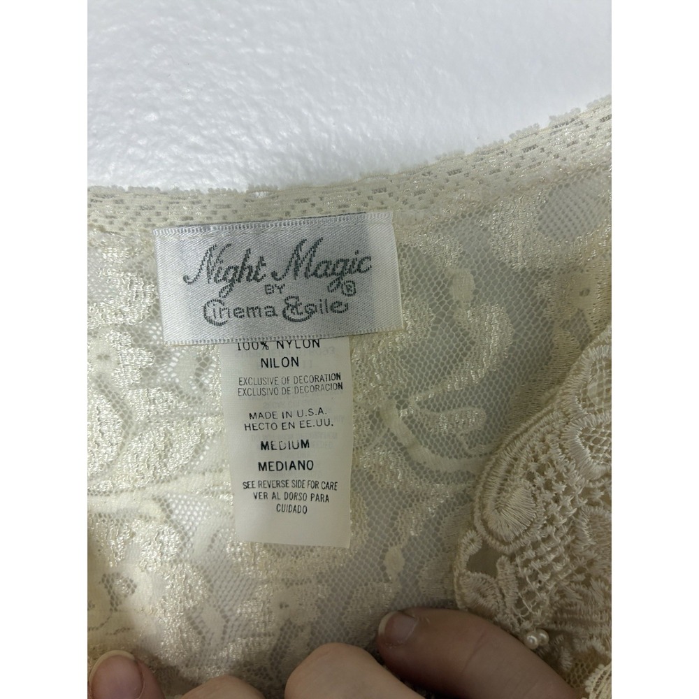Vintage Magic Night By Cinema Etoile Sz M Lace Slip Cream Y2K Coquette - Picture 5 of 9
